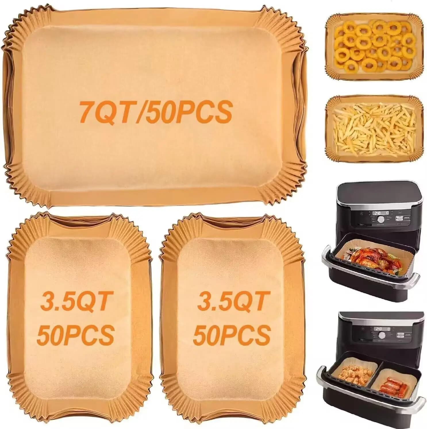 150 Pieces of Air Frying Oven Paper Sheets, Compatible with DualZone and VersaZone Models, Includes 100 Small Sheets and 50 Large