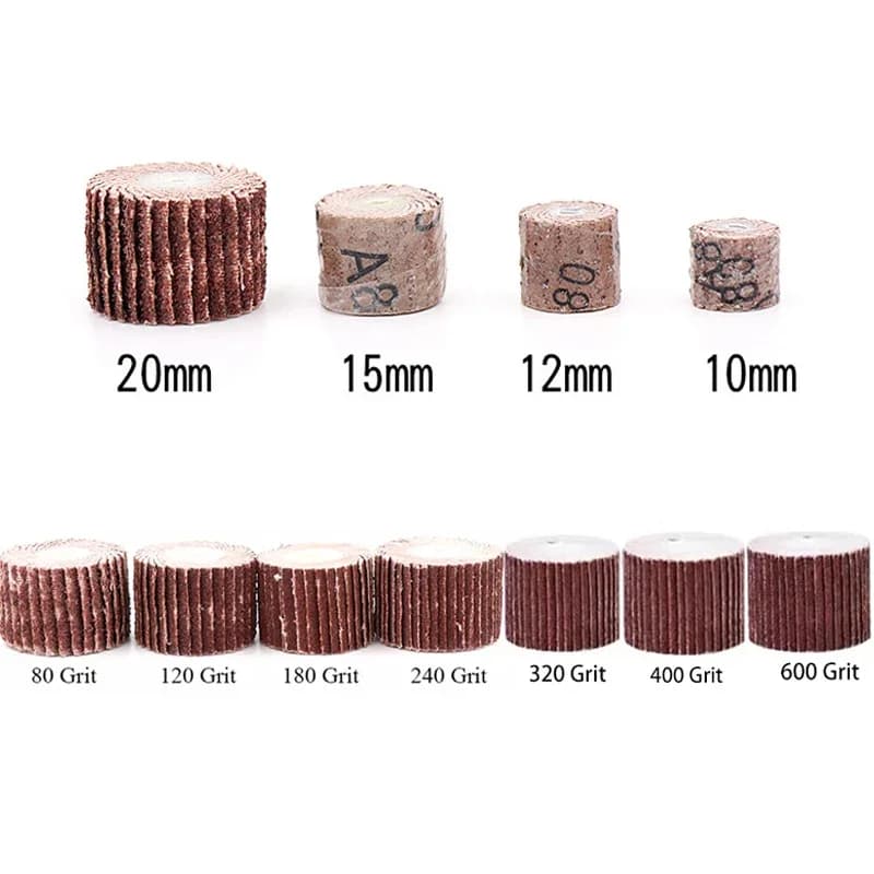 Carta vetrata abrasiva Ruota lamellare Levigatura Carta vetrata Disco lucidante Grana 80-600 Utensili rotanti per trapano Dremel Set patta abrasiva rotativa