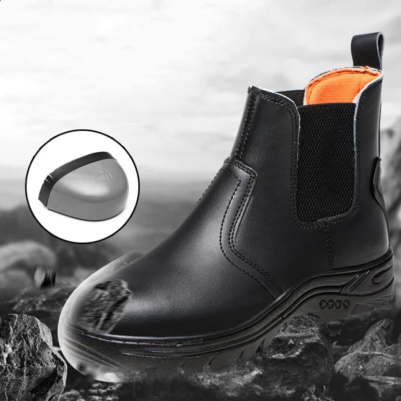 punta in acciaio per il tempo libero da uomo stivali antinfortunistici da lavoro scarpe antinfortunistiche in pelle originali lavoratore sicuro stivale chelsea protezione botas alla caviglia