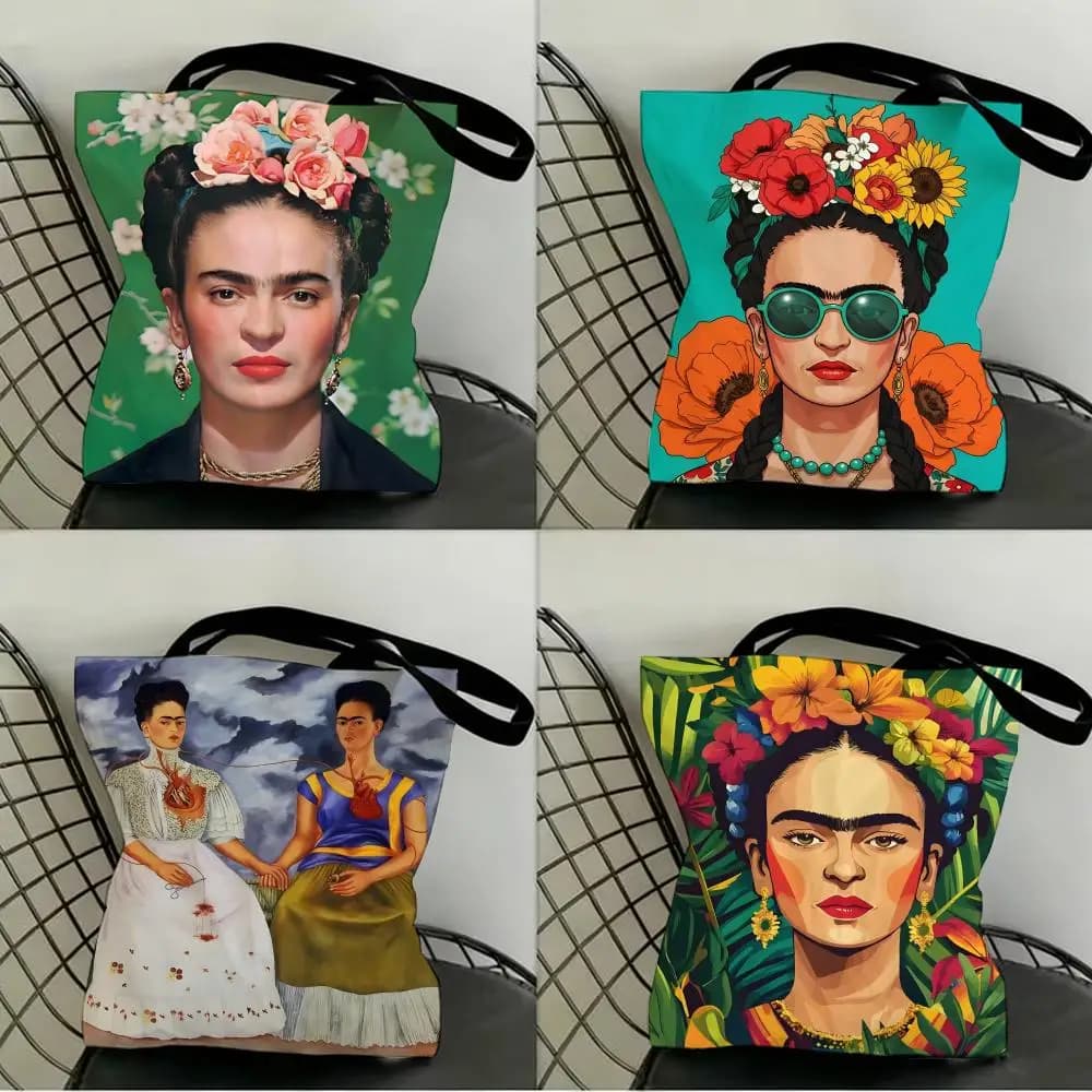 Borse portaoggetti ART Frida K-Kahlo, borsa della spesa in tela, borsa per la spesa al supermercato, borsa tote per feste di Natale, borsa da donna
