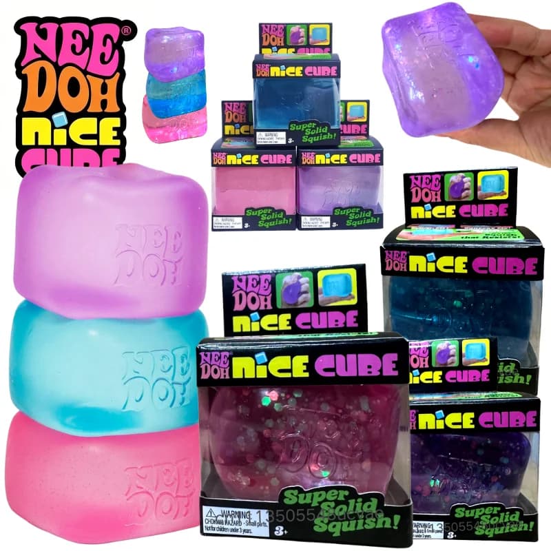 Nee Doh Nice Cube Glitter Cube Fidget Blind Box Toy Antistress Calmante Ansia Migliora la Concentrazione per ADHD Bambini Adulti