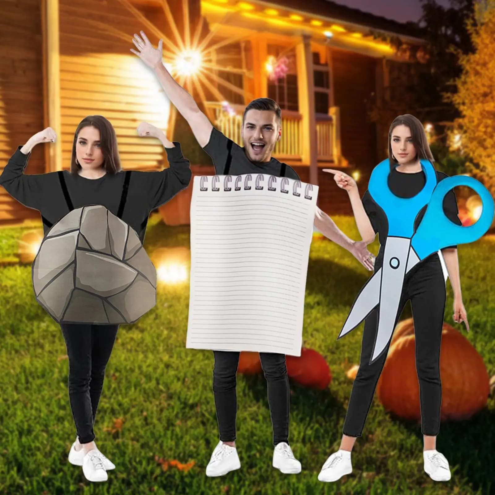 Rock Paper Scissors Costume Set Halloween Props, Dress up Cosplay Suit for Parties, Masquerade, Birthday, Performance Supplies