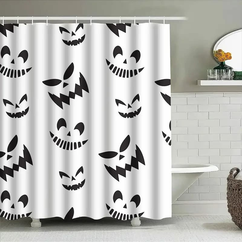 1 pezzo di Halloween Black Jack Tenda da doccia Decorazione da bagno spettrale Simpatico stampa di zucca per bambini e adulti