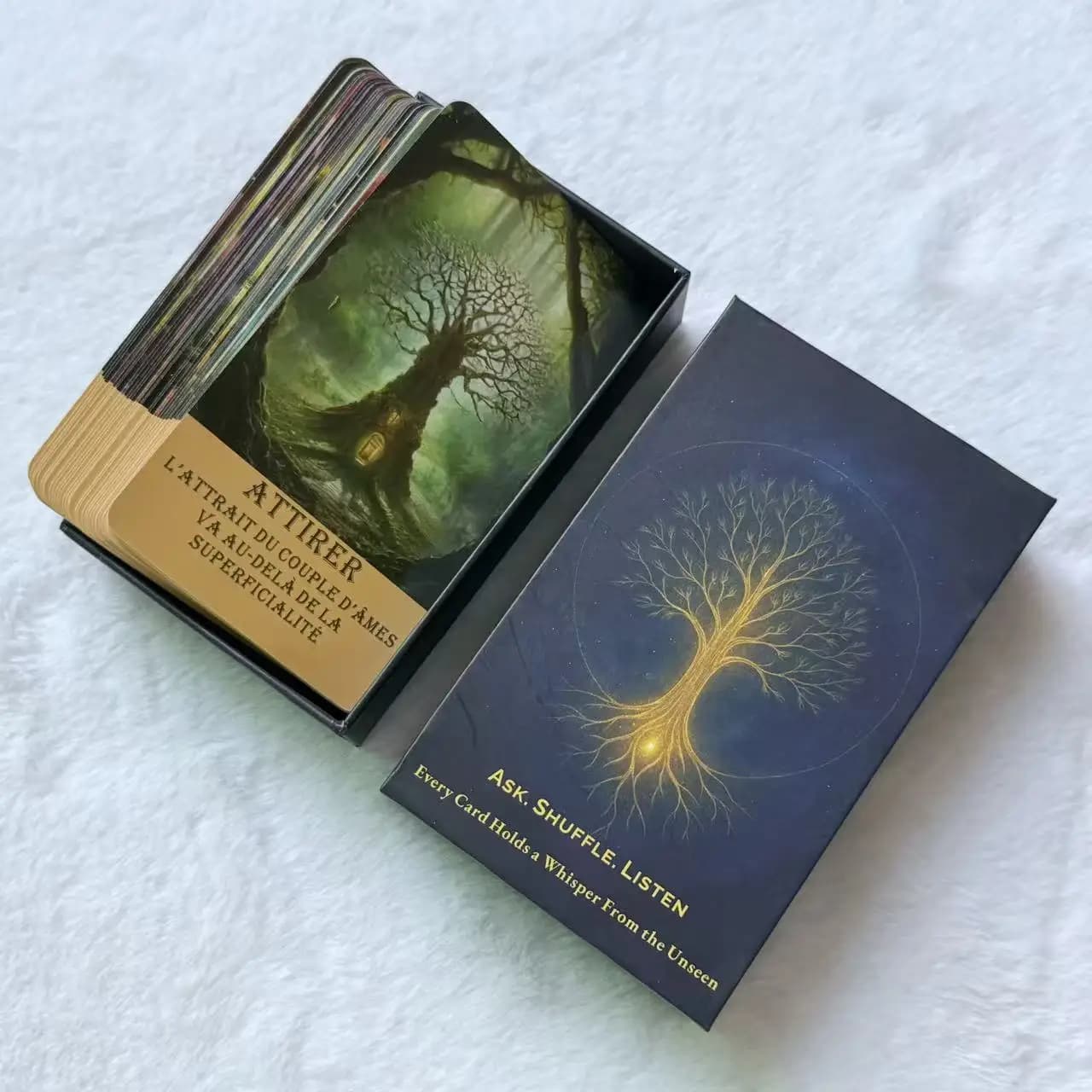 Mazzo di carte Oracle francesi, carte dei tarocchi dell'albero francese, lettura e riflessione personale, giochi di carte, 12*7 cm, 14+, 56 carte