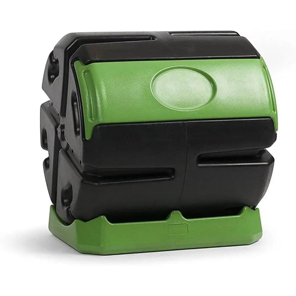Single Chamber Outdoor Rotating Compost Bin - 37-Gallon Garden Composter in Black & Green