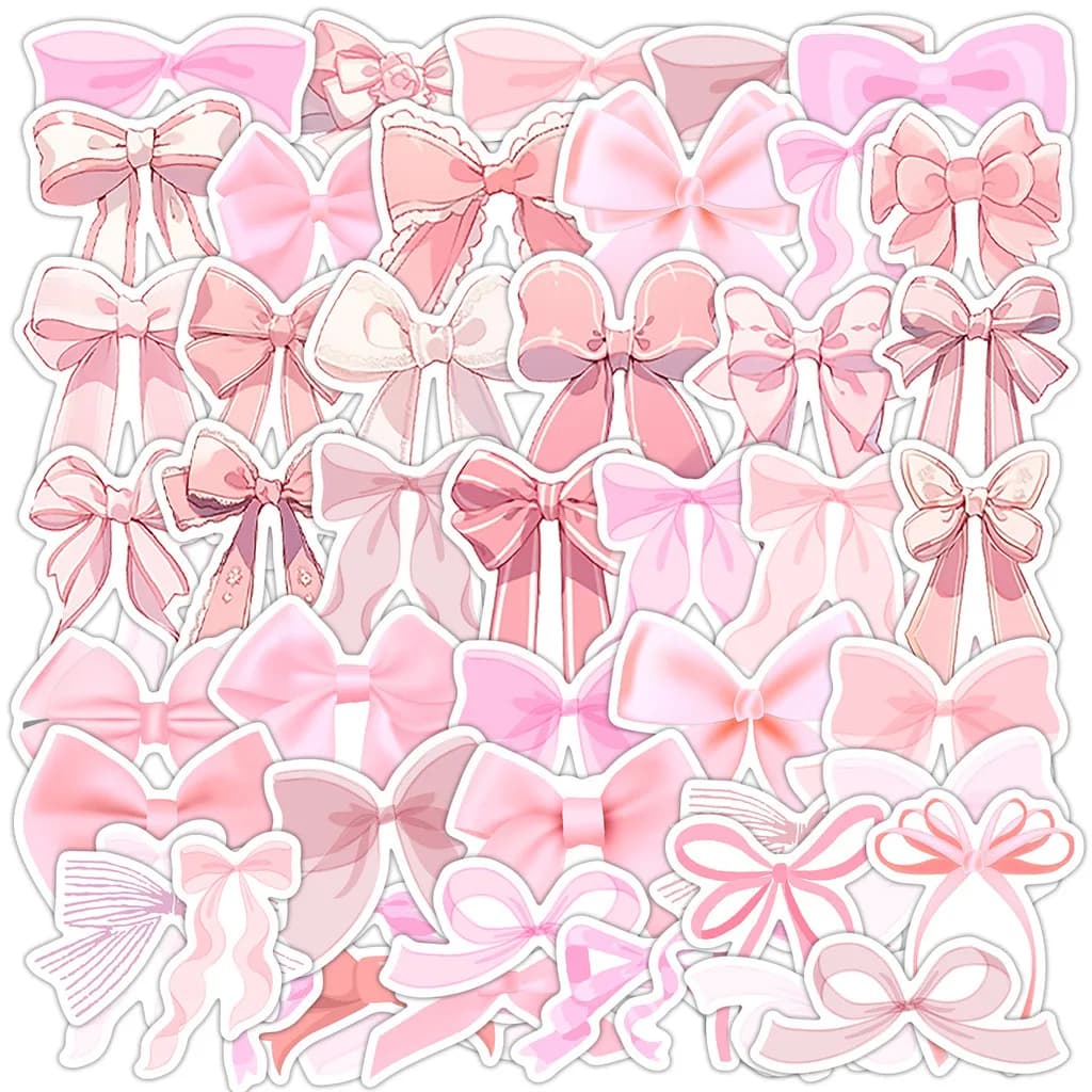 50 adesivi graffette con fiocco rosa carino: decorazioni impermeabili per bagagli, tazze d'acqua e più registrazioniYourLife Store