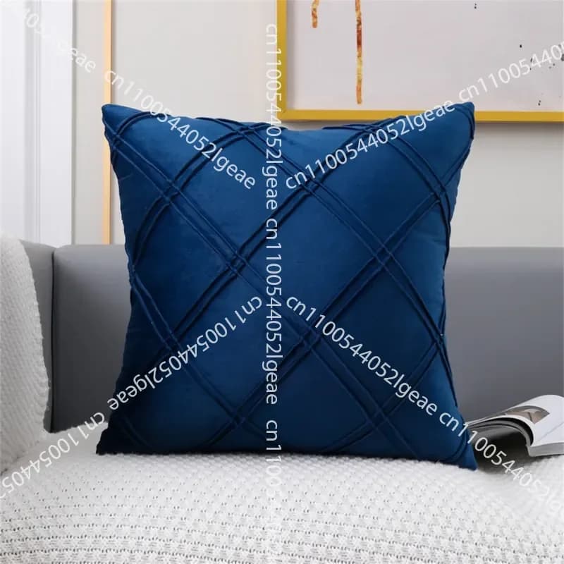 Double Line Velvet Throw Pillow Velvet Office Living Room Sofa Pillow Plaid Pillowcase
