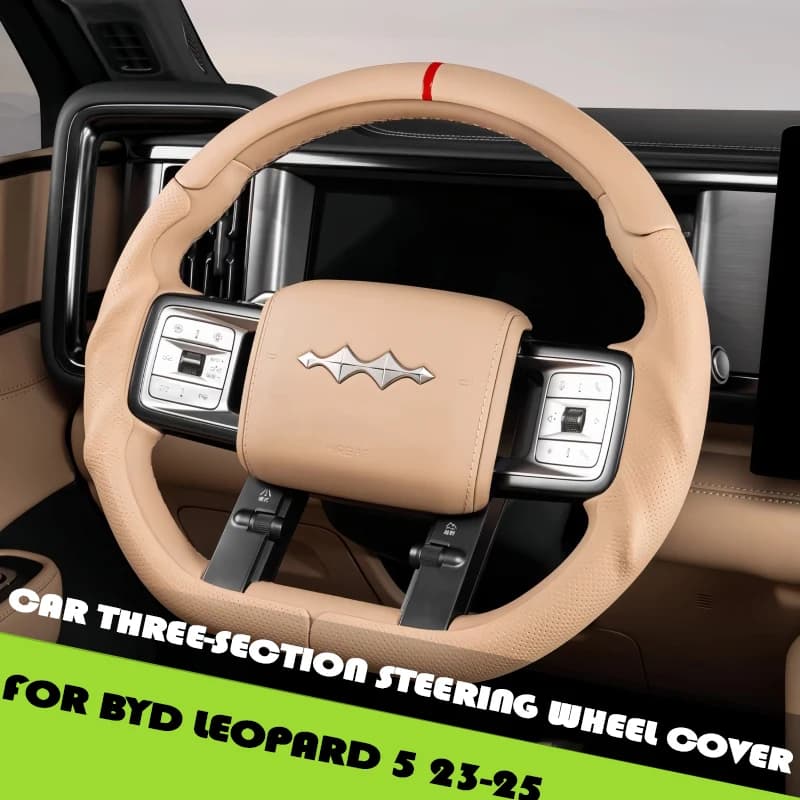 Coprivolante in Pelle a Tre Sezioni per Auto, Compatibile con BYD Leopard 5 2023-2025, Accessorio Modificato per Upgrade