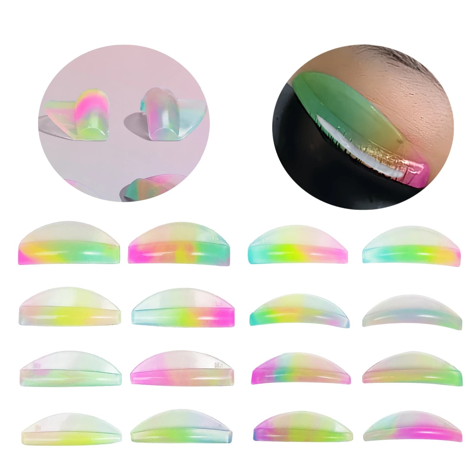PERMANY Eyelash Lift 16 Piegaciglia Silicone Reusable Parts With 2 Type Curl U and C Curl Lash Lift Shield Makeup Tool