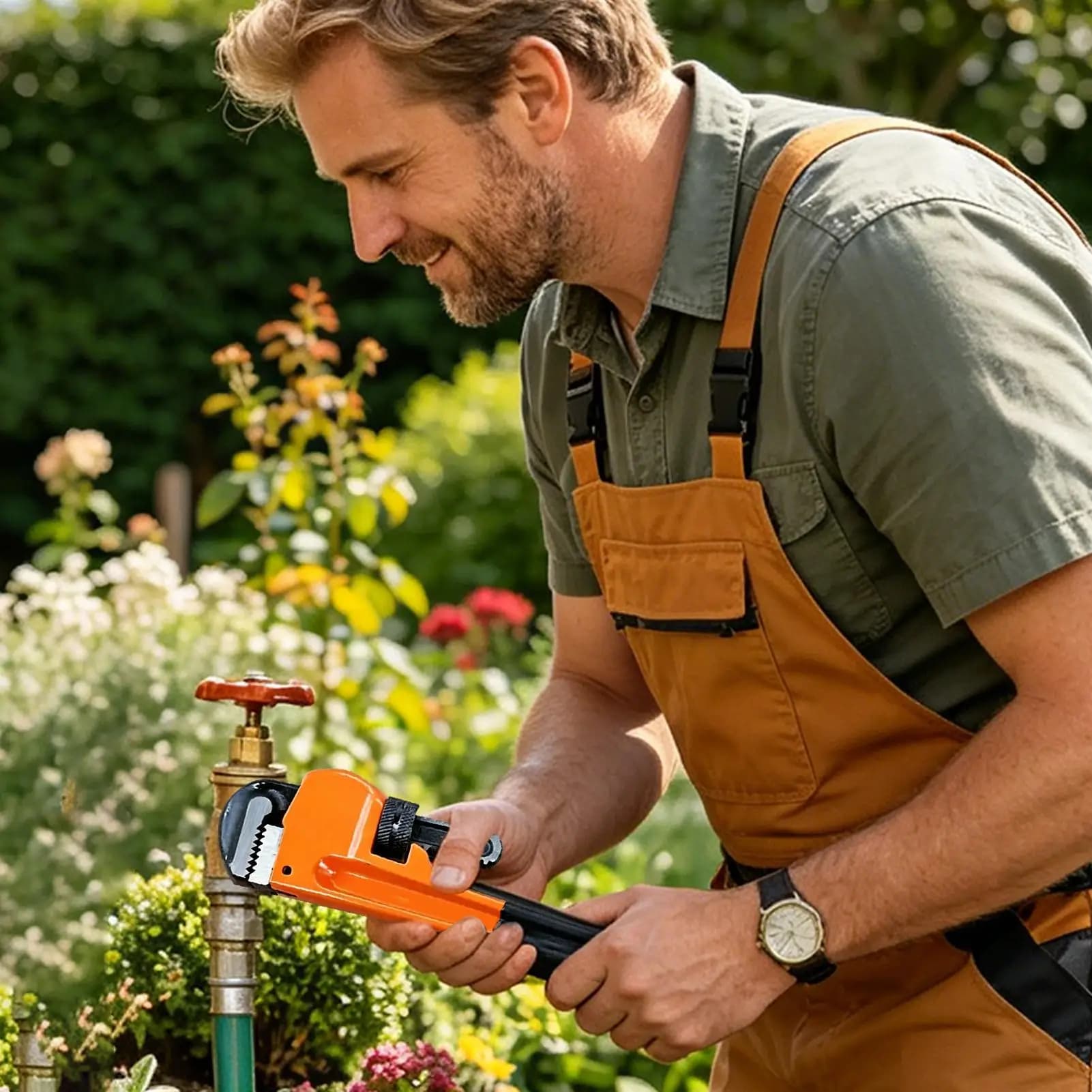 Chiave per tubi regolabile da 10 pollici, resistente, per collegamento di tubi dritti in cucina, lavanderia, bagno e giardino