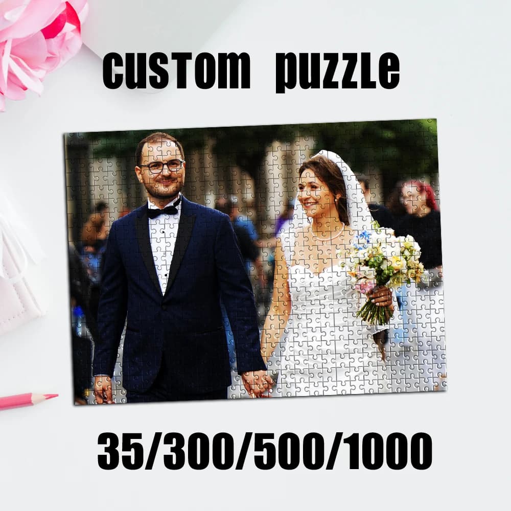Puzzle Personalizzato con Foto 35/300/500/1000 Pezzi, Blocchi con Immagini Personalizzate per Natale
