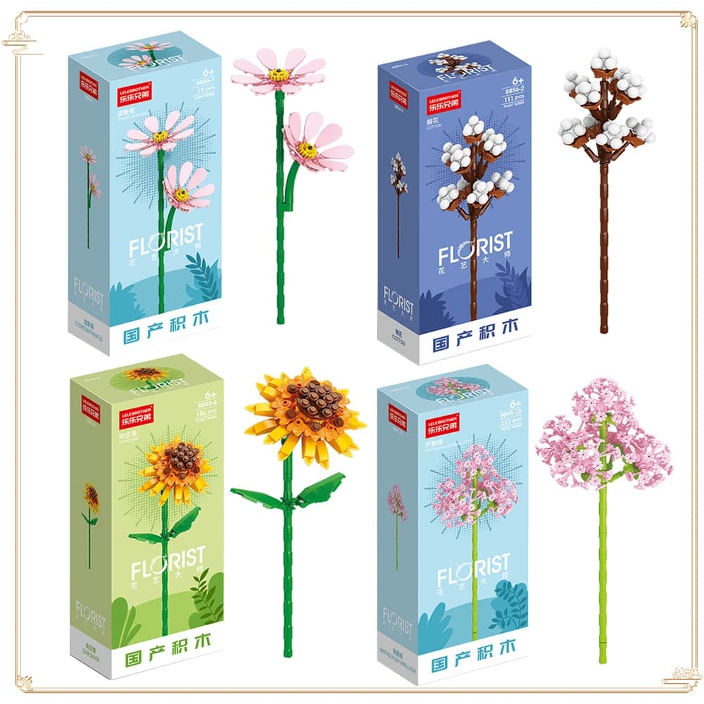Fiore creativo Building Block Modello di assemblaggio a forma di fiore carino e bello Regali di giocattoli creativi squisiti per bambini