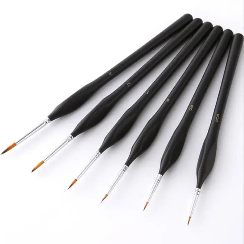 6Pcs Black Nylon Hair Wood Handle Triangulaur Round Tip Painting Brushes Set Hand-painted Hook Line Watercolor Pen Drawing Tool
