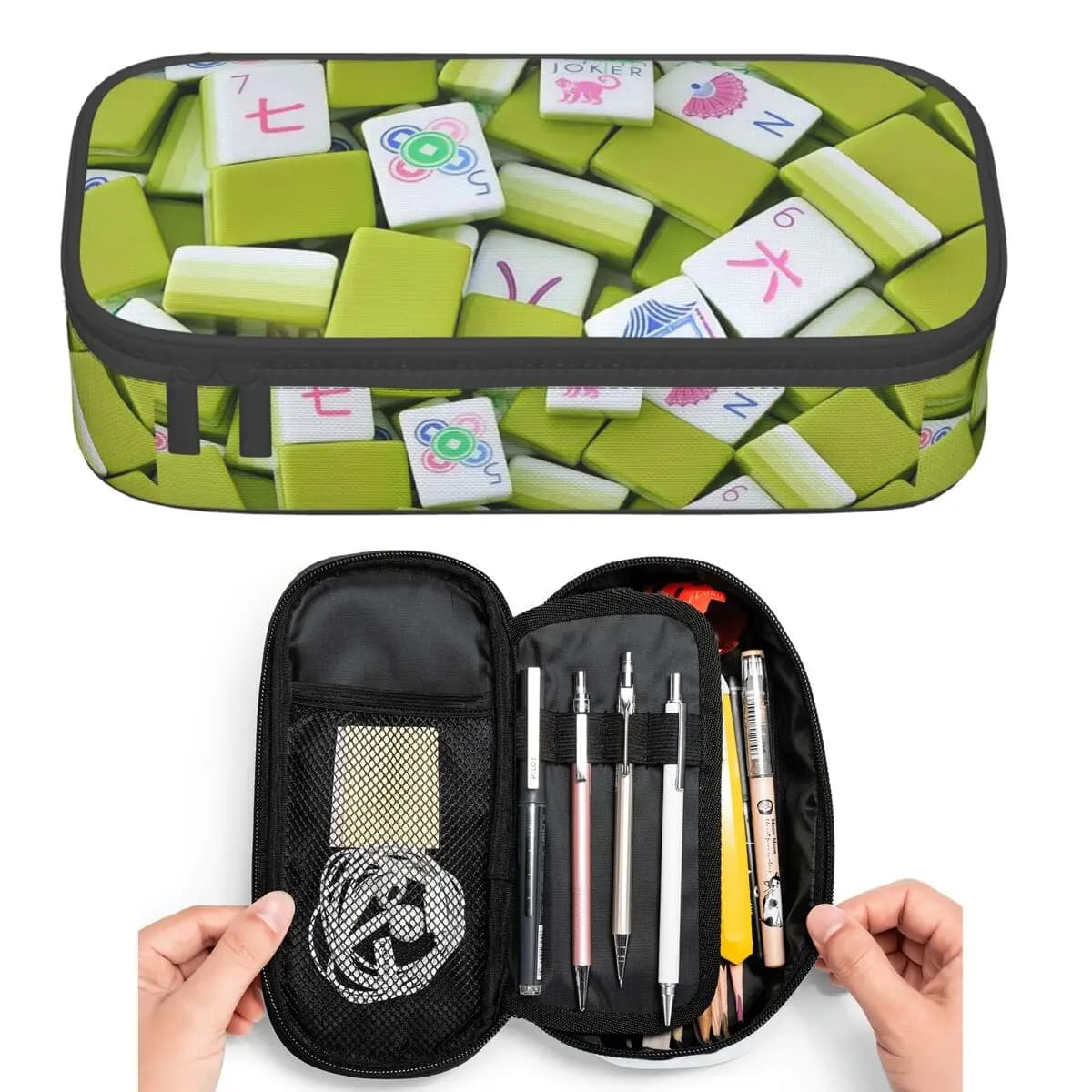 Astucci per matite con motivo piastrella Mahjong per regali per studenti Astuccio per penne Astuccio per matite Astuccio per matite di grandi dimensioni Forniture di cancelleria per riporre oggetti