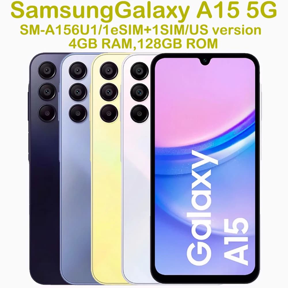 Samsung Galaxy A15 5G Ricondizionato, Smartphone Android A156U1, 6.5 Pollici, 50MP, 5000mAh, NFC, Versione USA Sbloccata