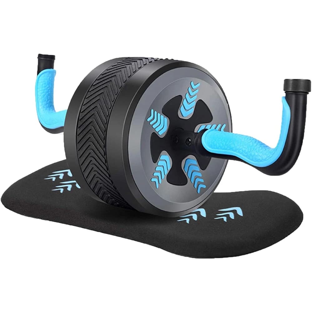 Ab wheel roller with anti-slip grips and automatic bounce, central training roller for abdominal training equipment