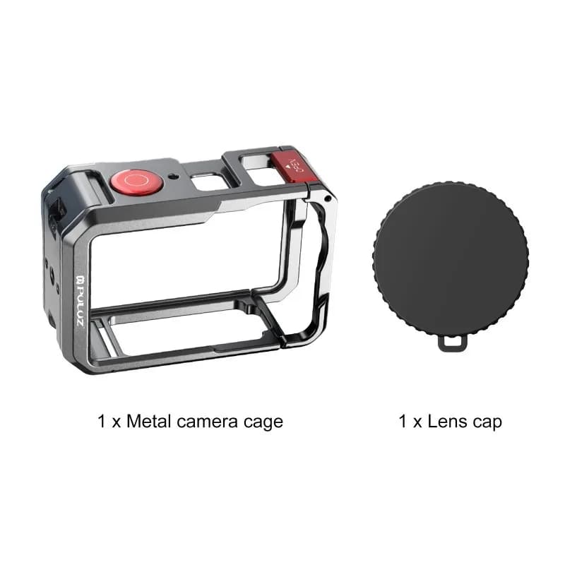 Gabbia per fotocamera a doppia apertura per DJI Osmo Action 6, telaio espandibile in metallo per fotocamera DJI Action6 con copriobiettivo in silicone