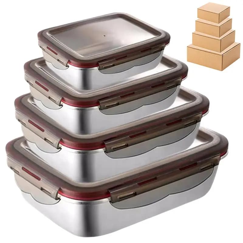 Set Lunch Box in acciaio inossidabile 304 Riscaldamento a microonde Bento Box Salsa per alimenti alla frutta Scatola per conservazione fresca Contenitore per frigorifero