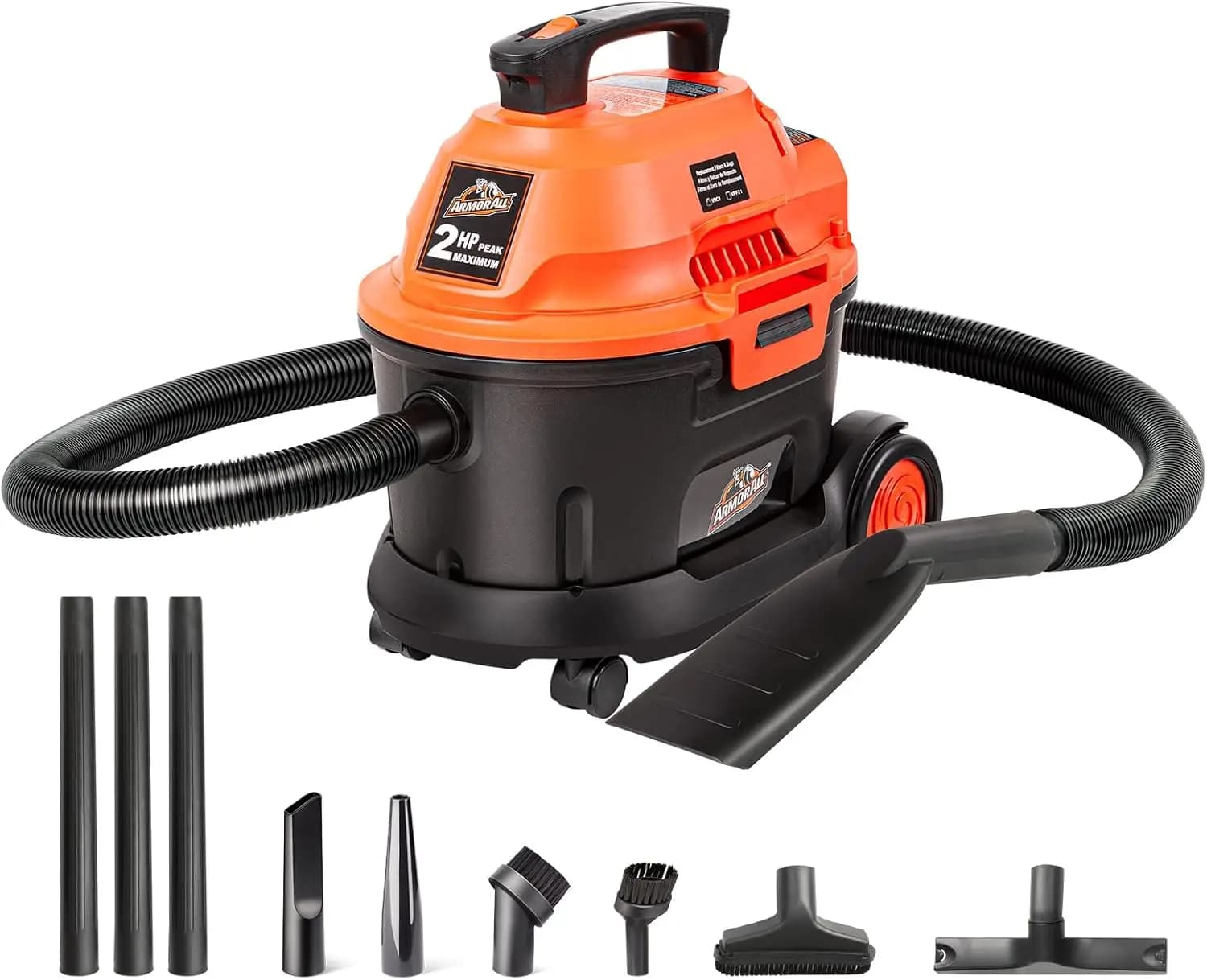 2.5 Gallon Solid and Liquid Vacuum Cleaner, 120V AC, Orange/Nero Design for Home Cleaning and Garage