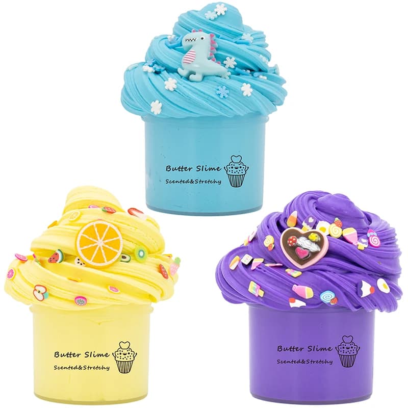 3 confezioni da 70 ml di burro di melma morbido elastico e non appiccicoso kit di melma carino torta di dinosauro set di fabbricazione di melma giocattoli profumati regali di compleanno