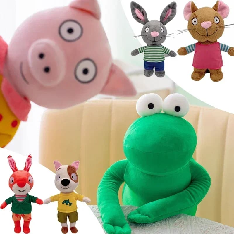25cm Pip and Posy Plush Toys Rabbit Mouse Pig Frog Stuffed Dolls Kids Educational Plushies Figure Cartoon Pillow Christmas Gifts