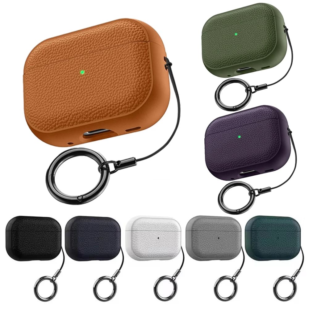 Earphone Case For Airpods Pro3 Hook Strap Headphone Cover Case Luxury Lychee Leather Business For AirPods Pro 3 Cases Shell 2025