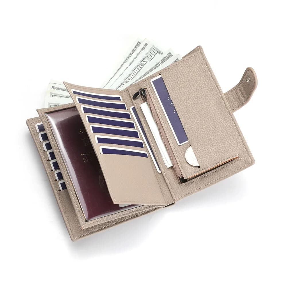 Portafoglio in pelle PU da uomo e da donna Portafoglio per passaporto da viaggio Porta carte di credito con slot multiplo Accessori da viaggio