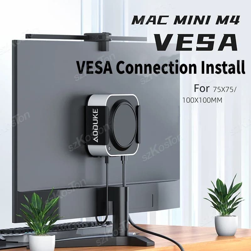 Metal support for Mac Mini M4, desk support under the table, VESA support for monitors, Mac Mini M4 Pro PC accessories