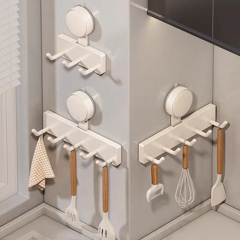 1 Pezzo Ganci a Ventosa Senza Foratura per Montaggio a Parete - Organizzatore da Cucina con Forte Capacità di Carico per Spatole, Mestoli e Utensili