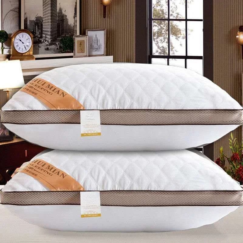 1pc Hotel's Same Feather Cotton Pillow Core Three-dimensional Neck Pillow For Sleeping Bedroom Dormitory Hotel Applicable