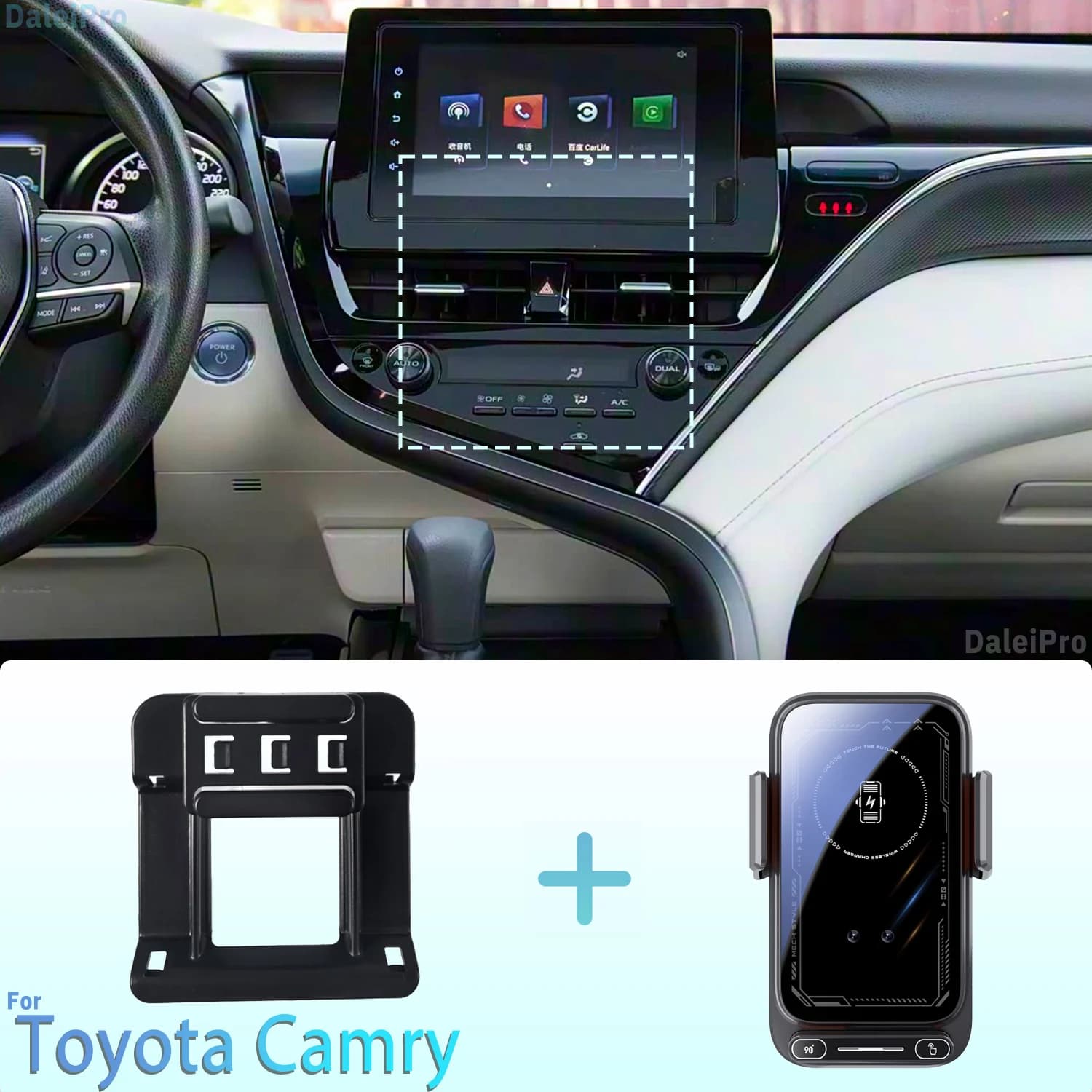 For Toyota Camry XV70 2021 2022 2023 Phone Support Car Magnetic Support Intelligent Detection Wireless Charging Release One-touch Qi