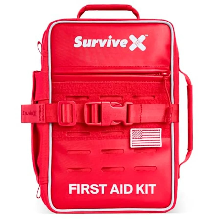 Grande Kit di Pronto Soccorso Professionale per Auto, Viaggi e Casa - Kit di Emergenza per Escursionismo, Campeggio, Backpacking e Attività all'Aperto - Include Zip Stitch W