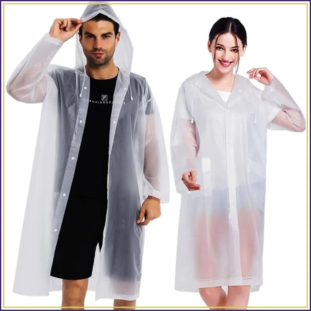 Rain Coats (2 Pack) - Reusable EVA Ponchos for Adults, Lightweight Rain Jackets for Men & Women