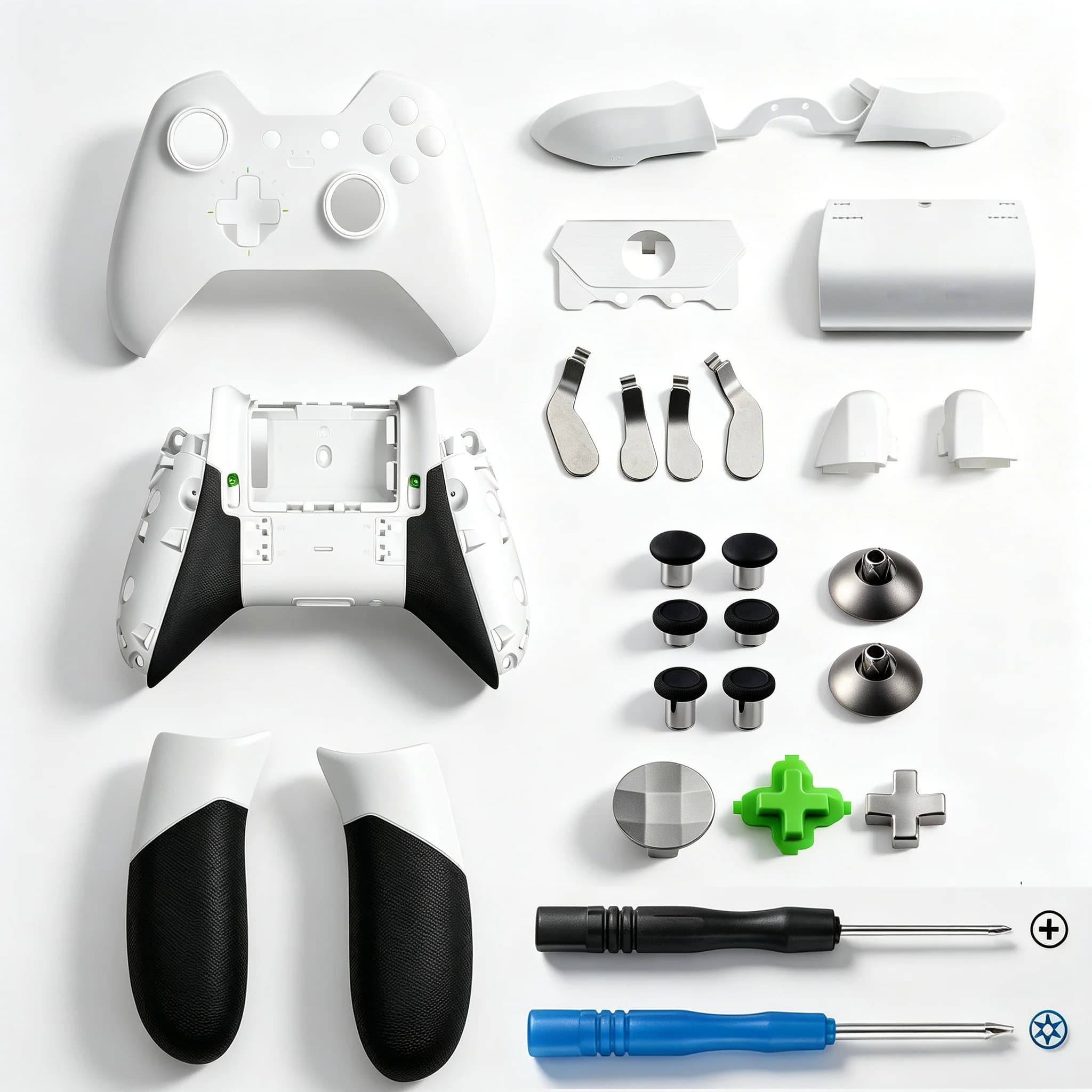 Replacement For Xbox Elite Series 1 Controller Housing Shell Front Case Back Cover LB RB Bumper Rubberised Grips LT RT Buttons