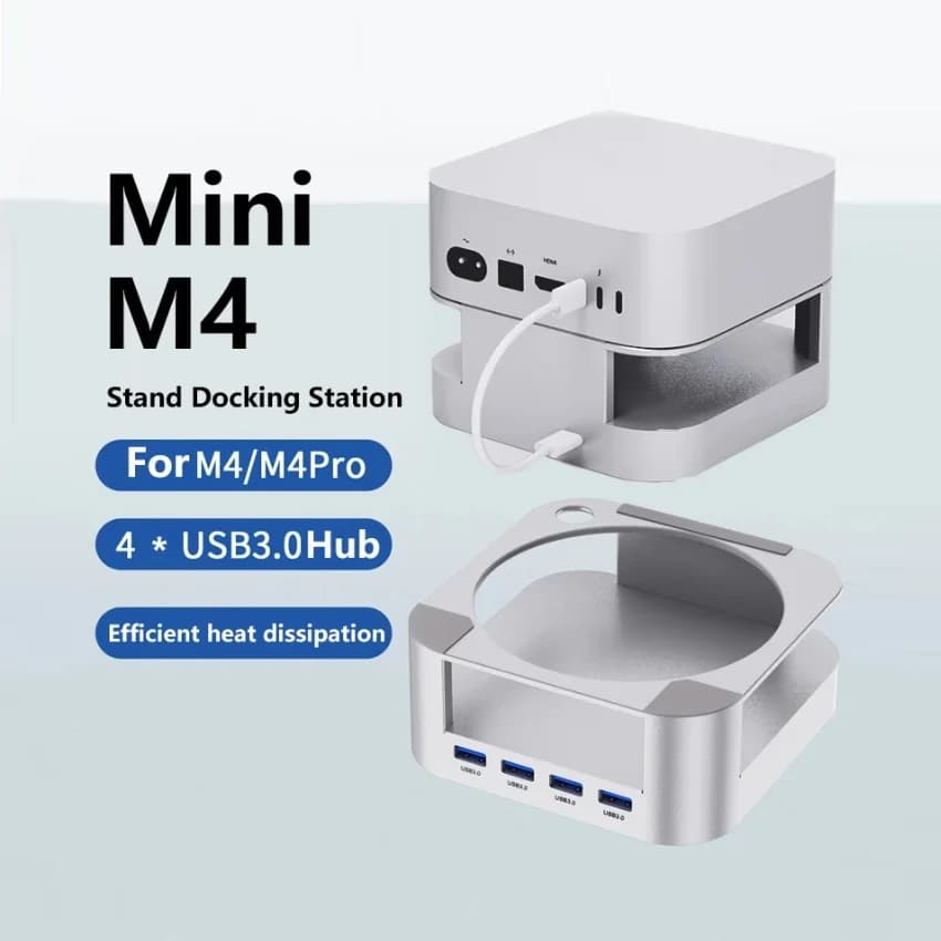 Hub USB 3.0 per Mac Mini M4/M4 Pro Tipo-C USB A Docking Station Adattatore USB a 4 porte per accessori per PC portatili