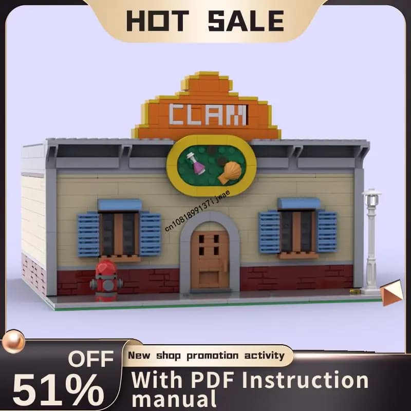 Nuovo 1591 Pz Moc The Drunken Clam Modello Puzzle Personalizzati City Street View Fai Da Te Idee Creative Giocattoli Per Bambini Compleanno Regalo Di Natale