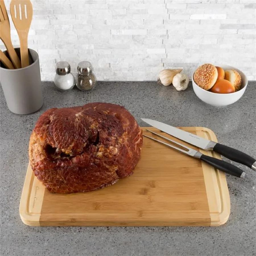82-KIT1006 18 x 12 x 0.75 in. Two Tone Bamboo Cutting Board Serving Board with Juice Groove