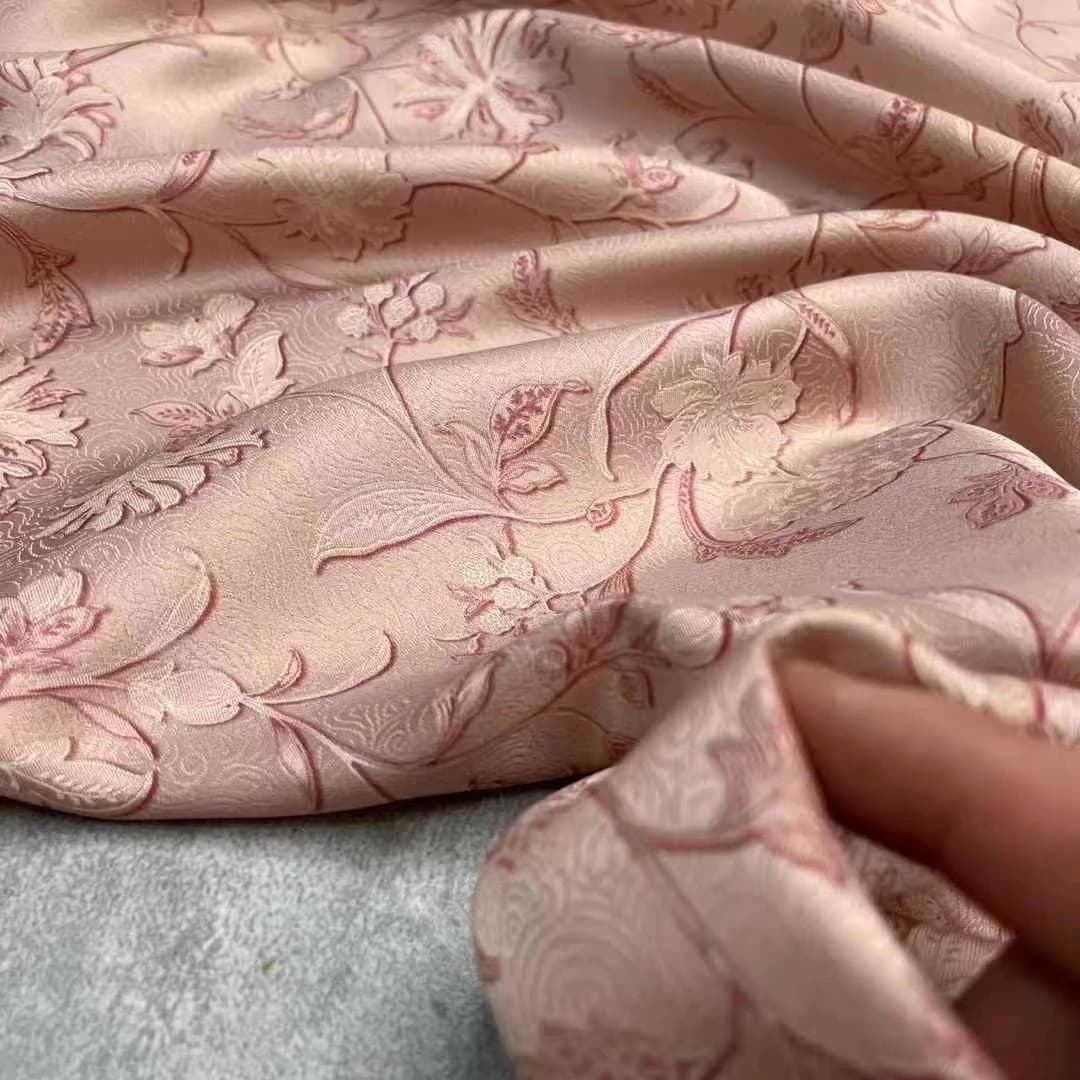 4 colors available 140 cm wide 25 mm plants silk fabric jacquard for summer dress skirt blouse fabric for sewing DIY R2013