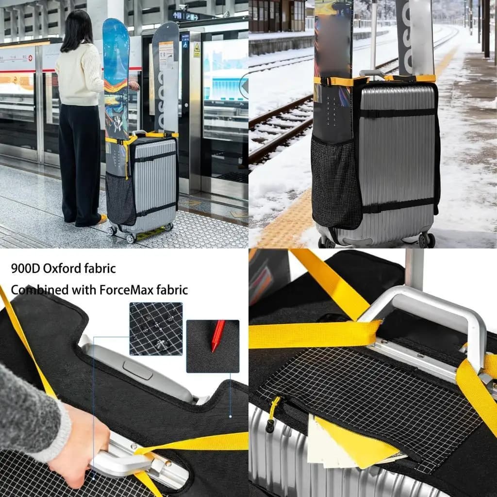 Pratica borsa da snowboard dotata tasca elastica per snowboard, cinghie regolabili per attacchi sicurezza e tasche 24BD