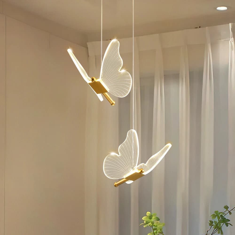 LED Butterfly Pendant Lights Nordic Indoor Lighting pendente iluminação Modern Hanging Lamp Living Room Decoration Ceiling Light