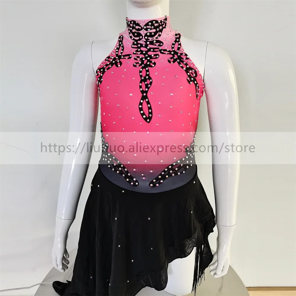 LIUHUO Donna Aldult Ragazza Personalizza Costume Competizione Performance Body Pattinaggio di Figura sul Ghiaccio Vestito Roller Rosa Danza Moderna Kid