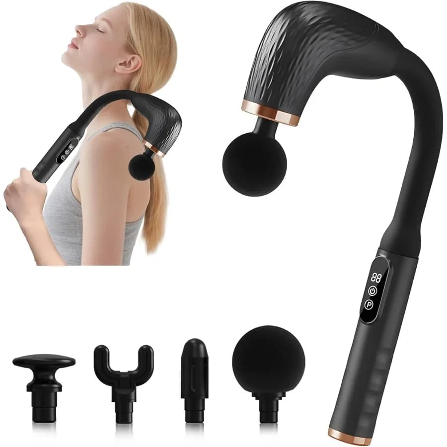 Up-to-date extension handle massage gun to relieve complete pain: ideal for deep tissue therapy on shoulder neck muscles