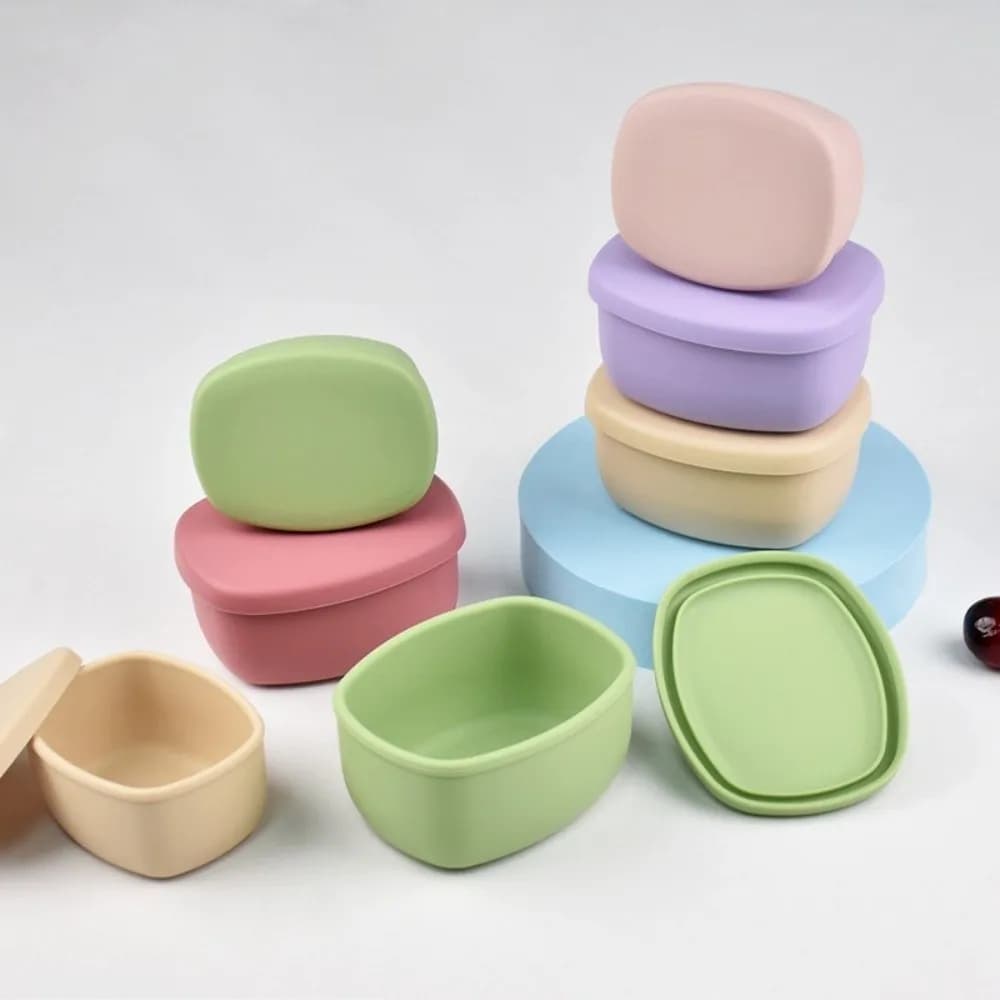 Nuovo Contenitore per Alimenti in Silicone di Grado Alimentare 200/300/600ML con Coperchio, Ermetico e Senza BPA, per Picnic