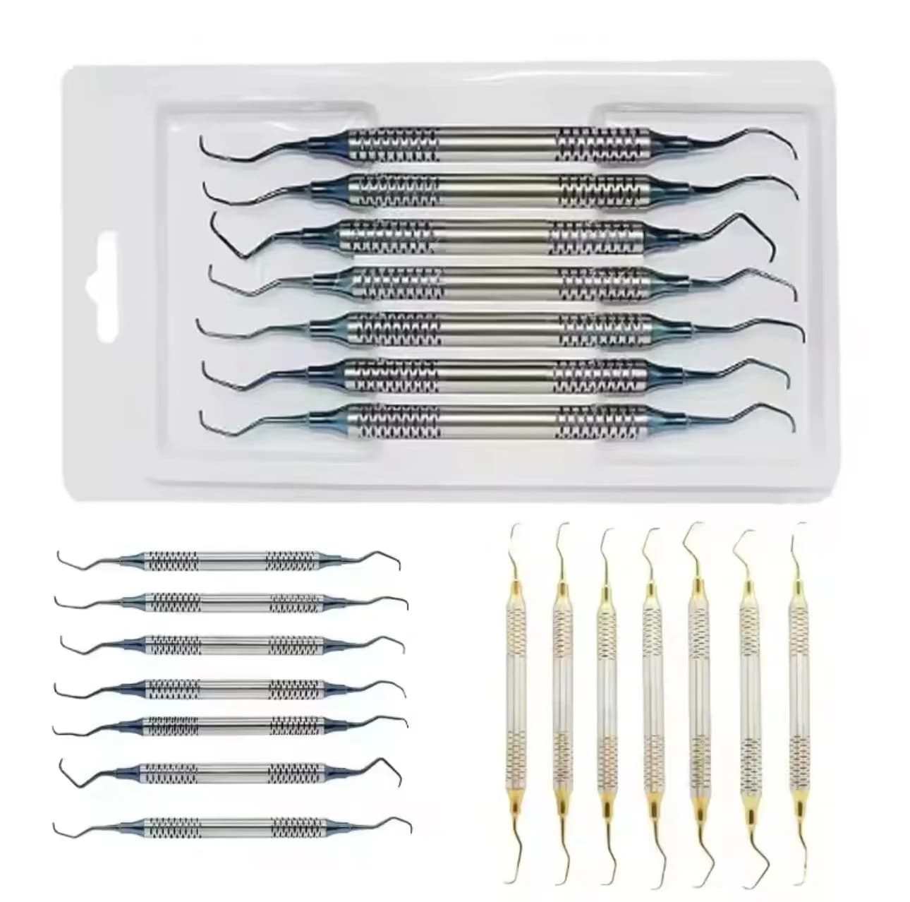 Set di 7 Curette Dentali, Scaler Perio, Curette Gracey, Strumenti per la Pulizia dei Denti, Cura Orale, Sbiancamento Dentale, Set di Strumenti Chirurgici