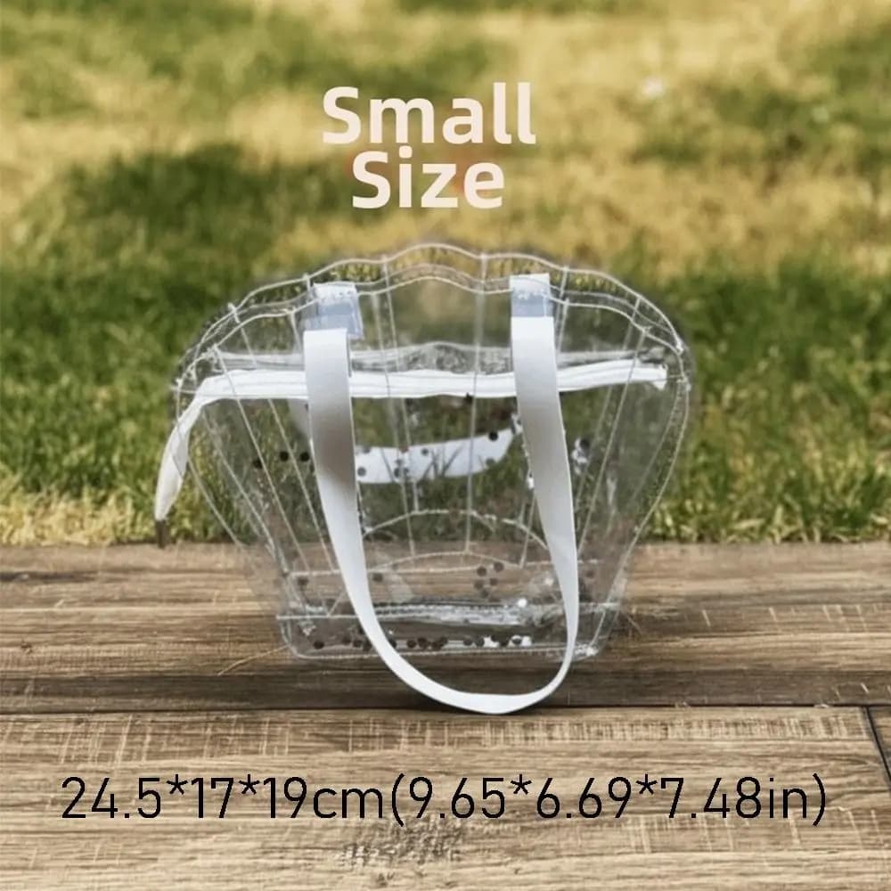 New Portable Tote Storage Bag Shell Shaped Waterproof Satchel Storage Bags Transparent Shoulder Bag Makeup Sunscreen Supplies