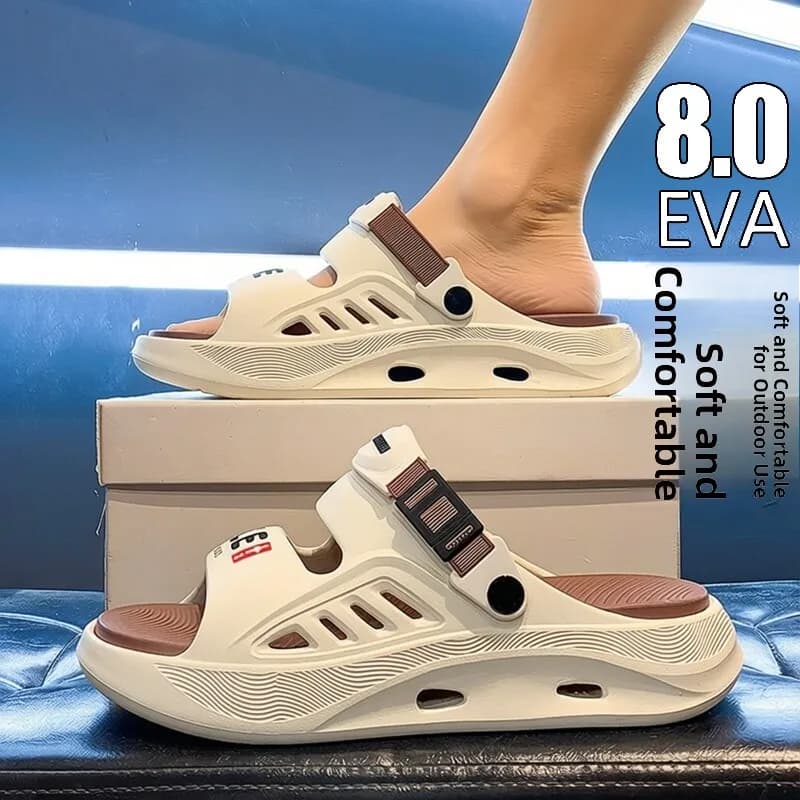 Men's Summer Outdoor Anti-slip Wear-resistant Casual Sports Sandals Large Size Beach Slippers Driving Two-use Comfortable Sli...