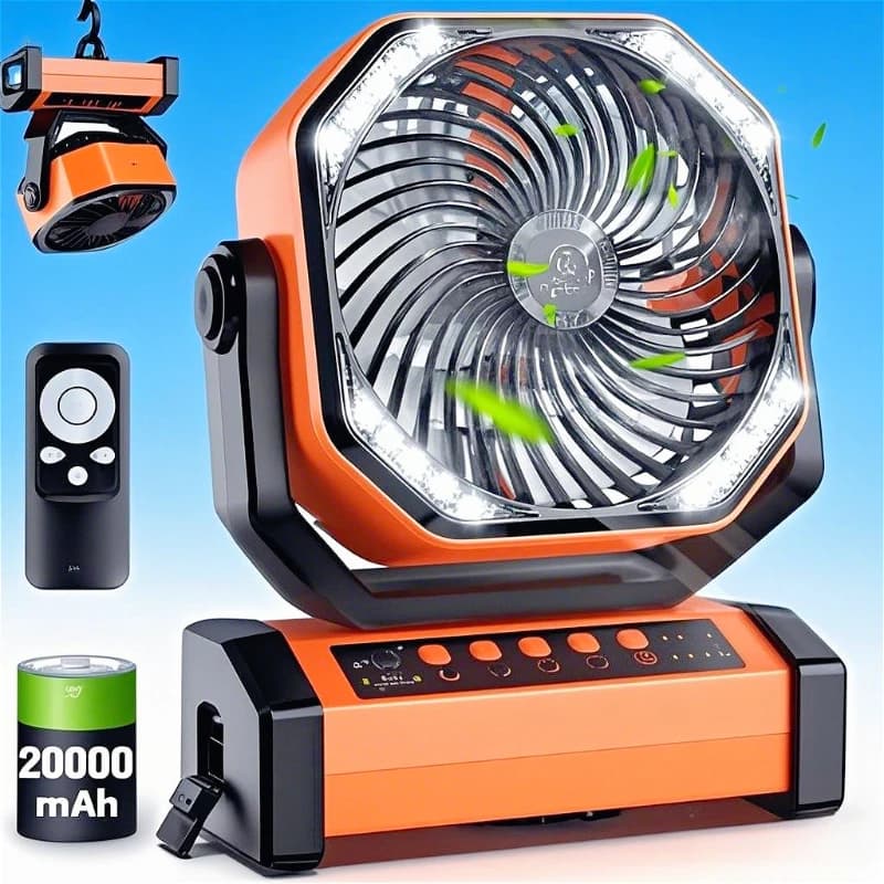 Portable Table USB Fan Air Circulators 20000mAh Wireless Fan Rechargeable Household Camping Fan With Light D12 Auto Oscillating