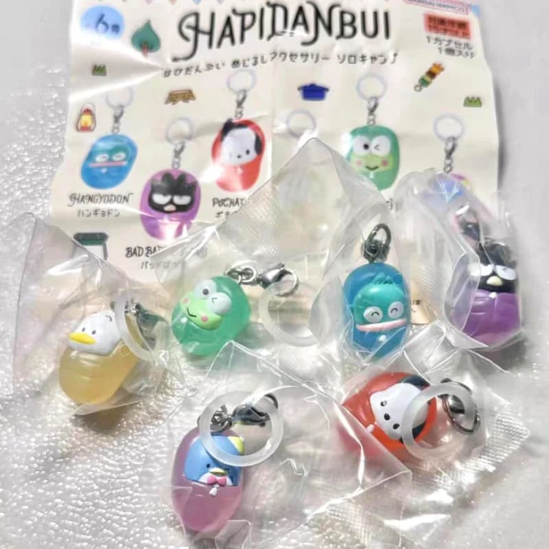 Bandai Sanrio Portachiavi Gashapon a Forma di Sacco a Pelo Hangyodon Badtz Maru Pochacco Pekkle Keroppi Tuxedo Sam per Borsa e Phone
