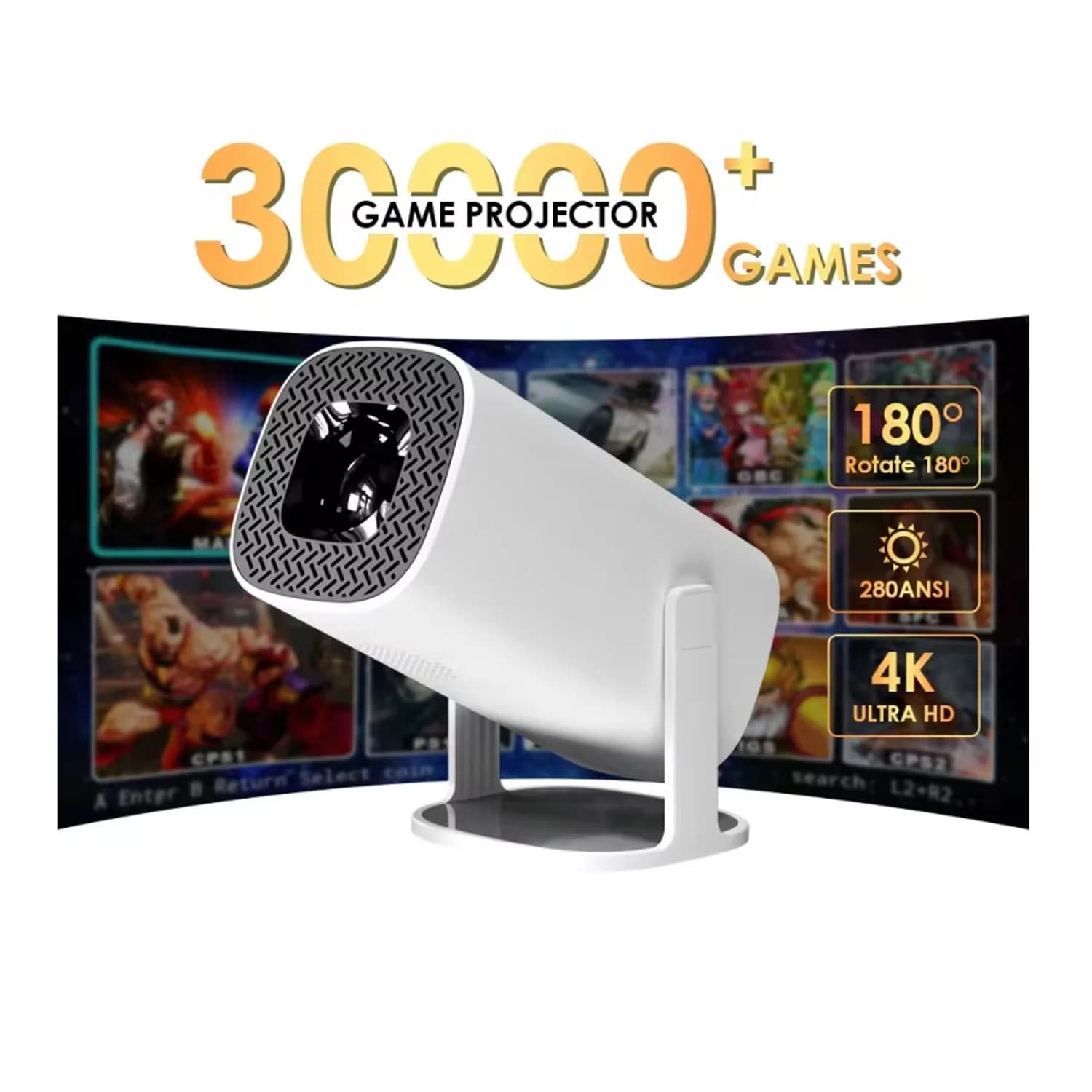 Brand New P30PRO Android14 Smart Projector WiFi6 BT 5.0 Supports 4K 1280 * 720P Supports Screen Mirroring Home Theater Projector