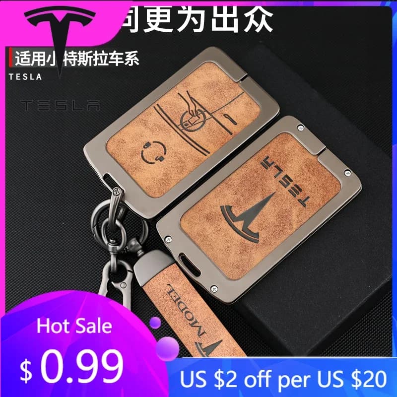 Adesivo per auto per Tesla Model 3 Y Juniper Highland 2020-2026 2025, custodia protettiva in metallo per chiave NFC, portachiavi, guscio protettivo